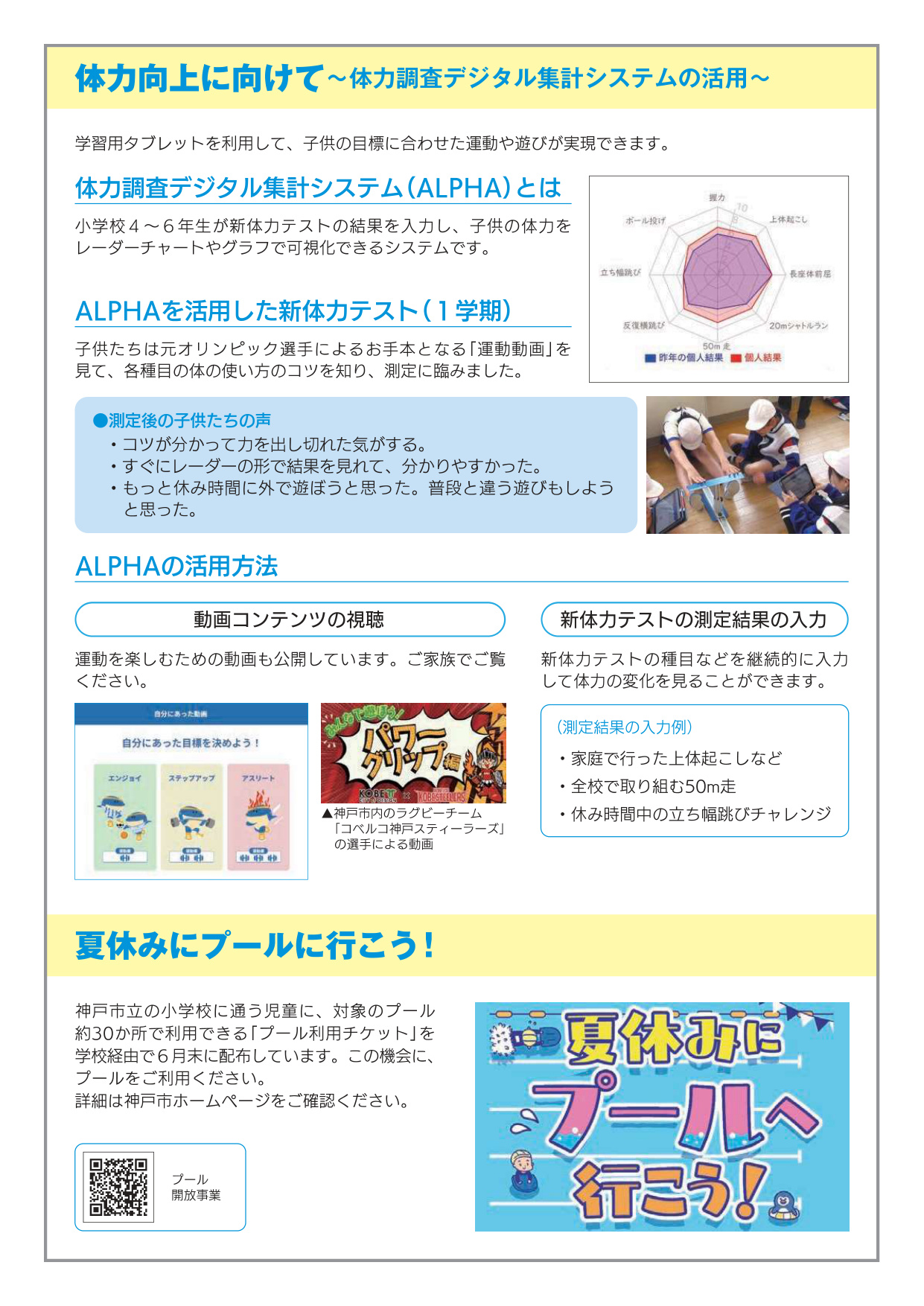 神戸市教育委員会だより7月号 体力向上に向けて／夏休みにプールに行こう